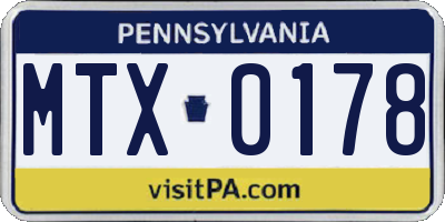 PA license plate MTX0178