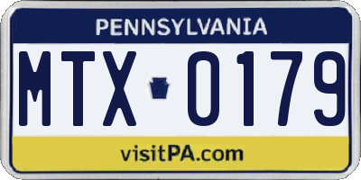 PA license plate MTX0179