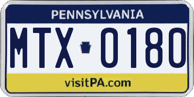 PA license plate MTX0180