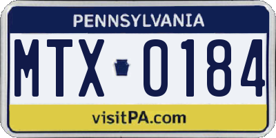 PA license plate MTX0184