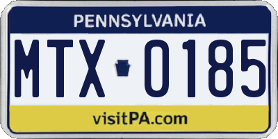 PA license plate MTX0185