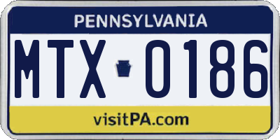 PA license plate MTX0186
