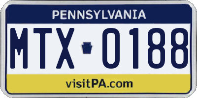 PA license plate MTX0188