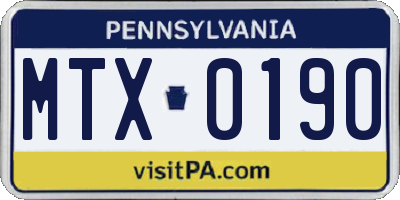 PA license plate MTX0190