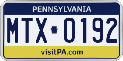 PA license plate MTX0192