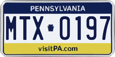 PA license plate MTX0197