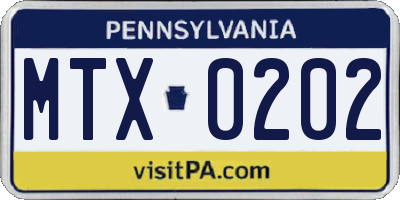 PA license plate MTX0202