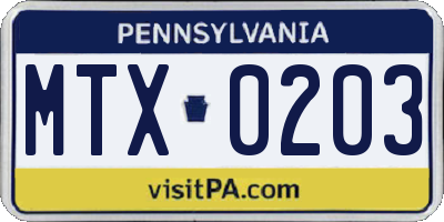 PA license plate MTX0203