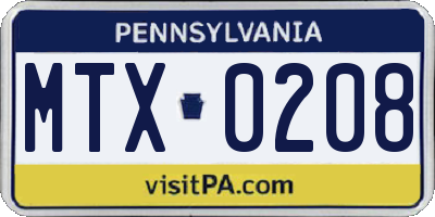 PA license plate MTX0208