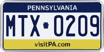 PA license plate MTX0209