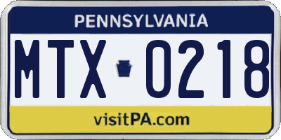 PA license plate MTX0218