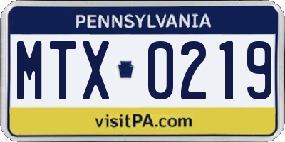 PA license plate MTX0219