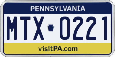 PA license plate MTX0221