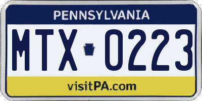 PA license plate MTX0223