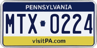 PA license plate MTX0224