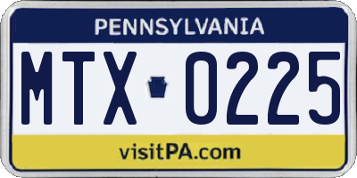 PA license plate MTX0225