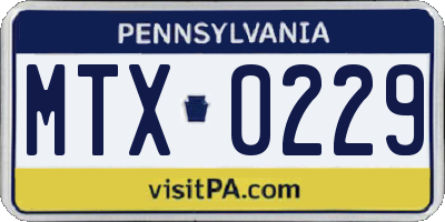PA license plate MTX0229