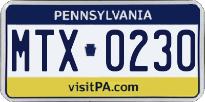 PA license plate MTX0230