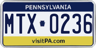 PA license plate MTX0236