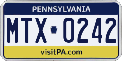 PA license plate MTX0242