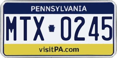 PA license plate MTX0245