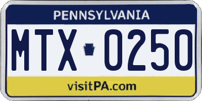PA license plate MTX0250
