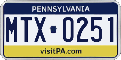 PA license plate MTX0251