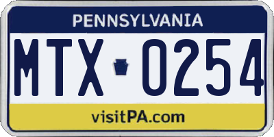 PA license plate MTX0254