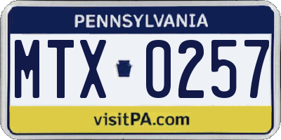 PA license plate MTX0257