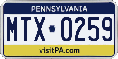PA license plate MTX0259