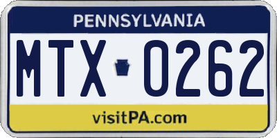 PA license plate MTX0262