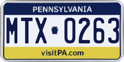 PA license plate MTX0263