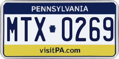 PA license plate MTX0269