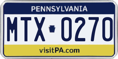 PA license plate MTX0270
