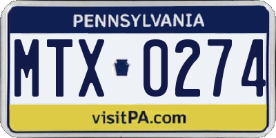 PA license plate MTX0274