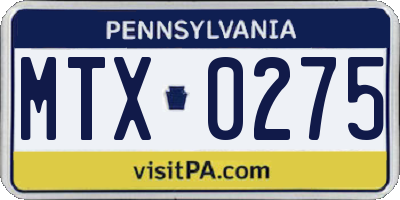 PA license plate MTX0275