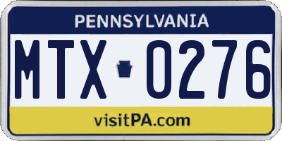 PA license plate MTX0276