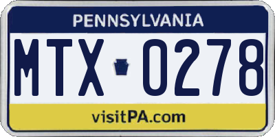 PA license plate MTX0278