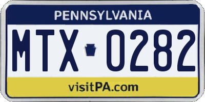 PA license plate MTX0282