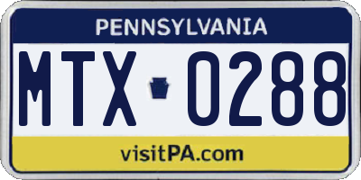 PA license plate MTX0288