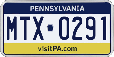 PA license plate MTX0291