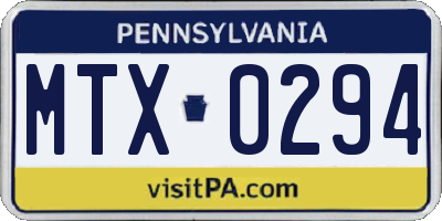 PA license plate MTX0294