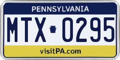 PA license plate MTX0295