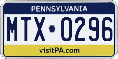 PA license plate MTX0296