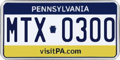PA license plate MTX0300