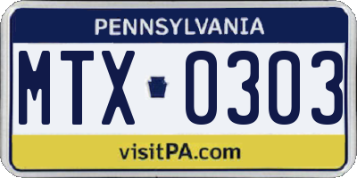 PA license plate MTX0303