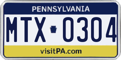 PA license plate MTX0304