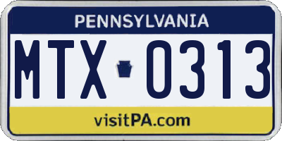 PA license plate MTX0313