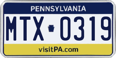 PA license plate MTX0319