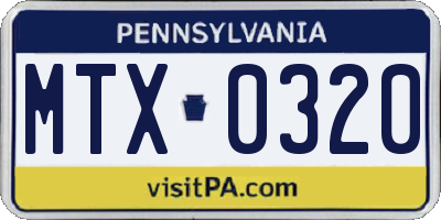 PA license plate MTX0320